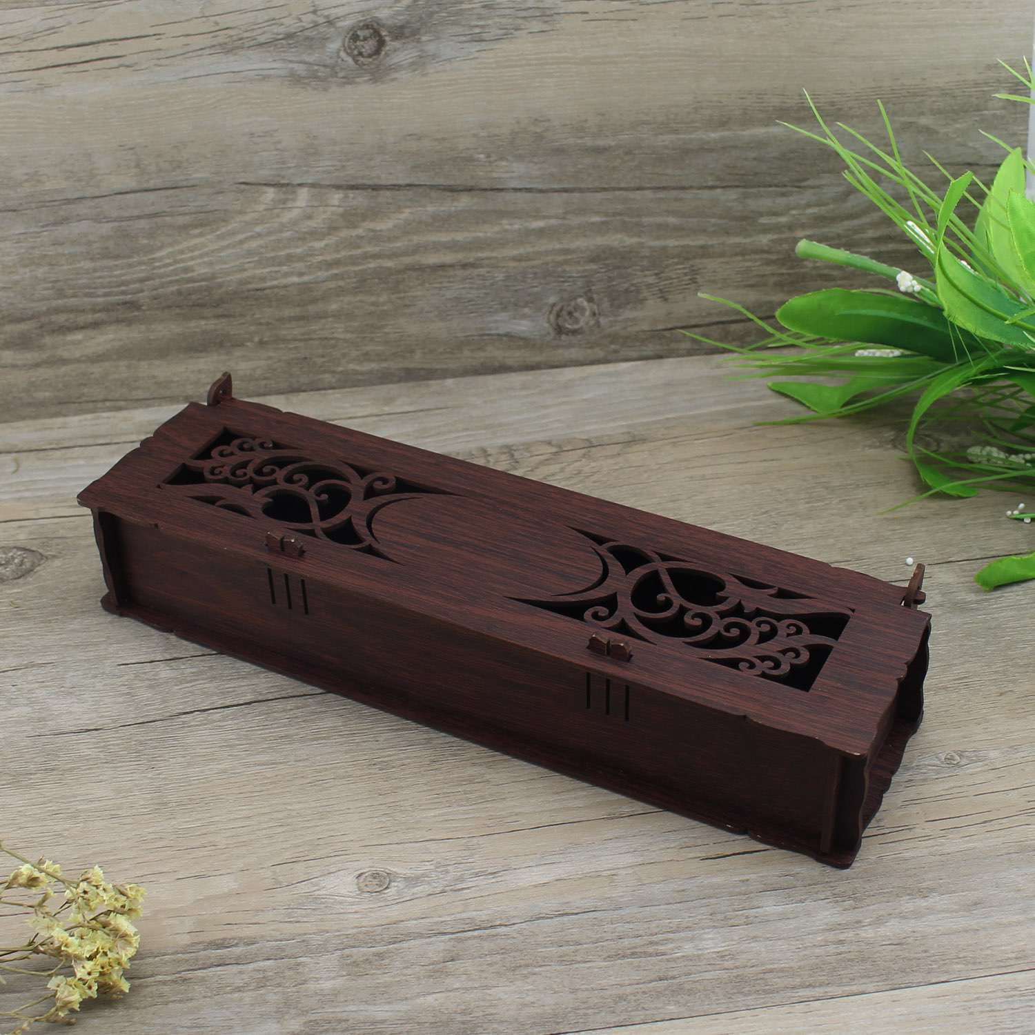 Black Wooden Box Invitation Card Customized Engraved Text